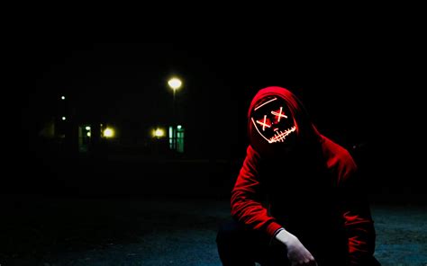 Man Wallpaper 4k Led Mask Dope Night Anonymous Hoodie