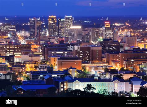 Downtown Skyline Of Birmingham Alabama Usa At Night Stock Photo Alamy