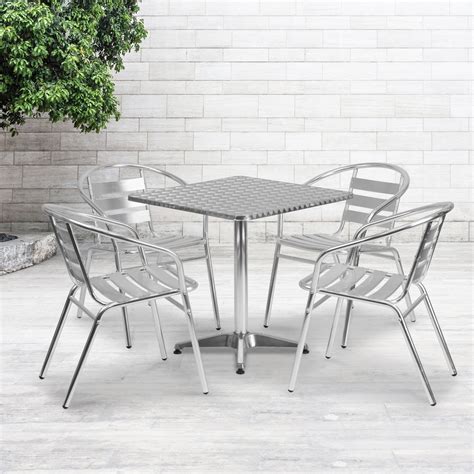 Flash Furniture Lila 275 Square Aluminum Indoor Outdoor Table Set