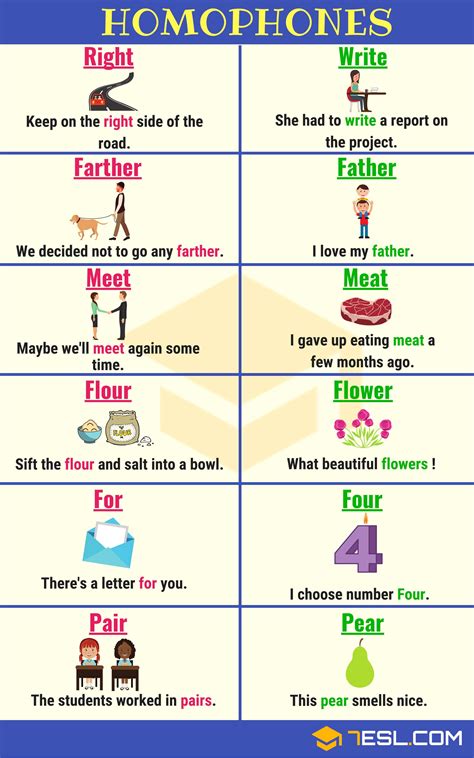 300 Cool Examples Of Homophones In English From A Z 7esl Learn