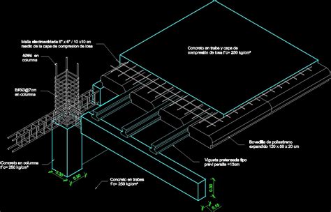 Detail Lightened Slab Beams And Column Dwg Detail For Autocad