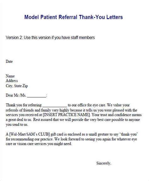 Thank You For Your Referral Letter Sample