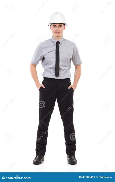 Engineer Posing With Hands In Pockets Stock Image Image Of Front