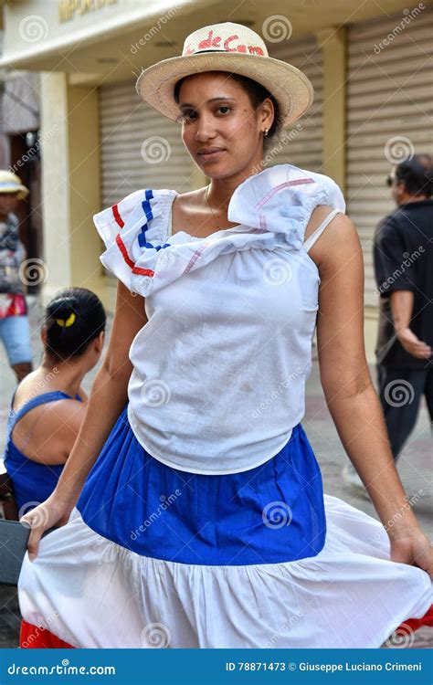 Santo Domingo Dominican Republic Girl In Traditional Dominican Dress El Conde Street