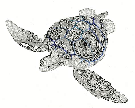 Turtle Zentangle Art Hand Art Drawing Sea Turtle Artwork