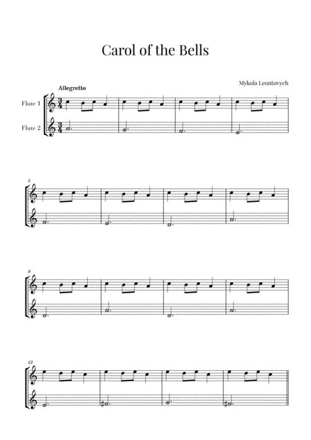 Carol Of The Bells For 2 Flutes Arr Cadenza Editions Sheet Music