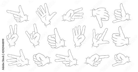 Hands In Different Poses Various Gestures Of Human Hands Female Or