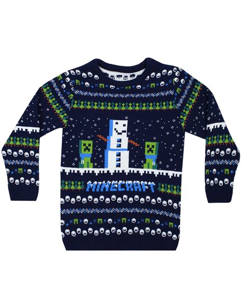 Minecraft Creeper Snow Day Knitted Long Sleeve Christmas Jumper Ebay