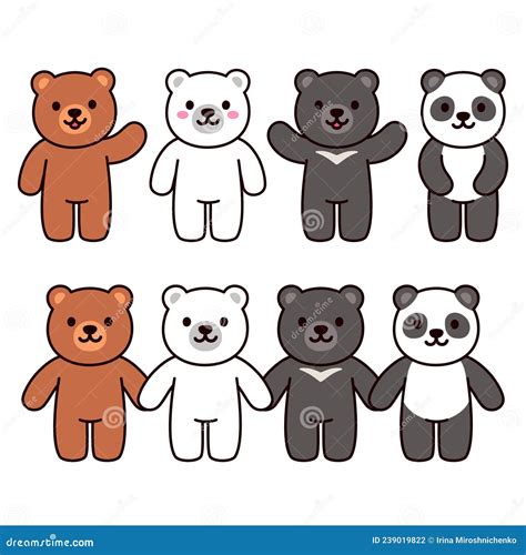 Cute Cartoon Bears Set Stock Vector Illustration Of Small 239019822