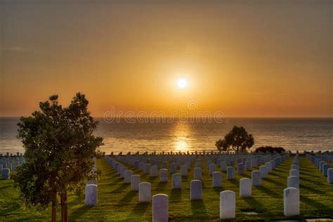 Sunset At A National Cemetery Stock Image Image Of Banner Cemetery