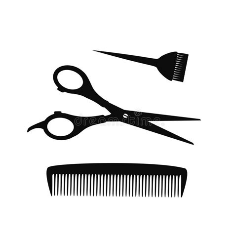 Hairdressing Salon Set Scissors Comb And Tassel Stock Illustration