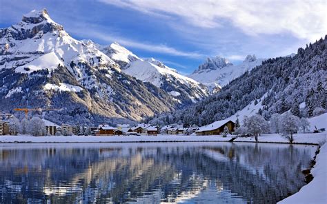 배경 화면 경치 산들 호수 자연 반사 눈 겨울 스위스 황야 알프스 산맥 나무 날씨 시즌 산악 지형