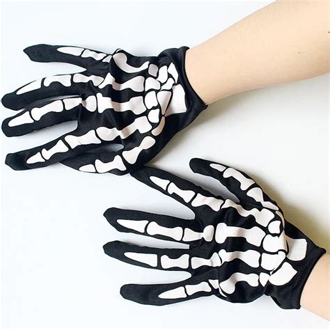 2018 New Arrival Unisex Horror Skeleton Gloves Wrist Length Halloween