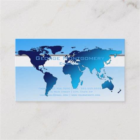 Professional Blue World Map Business Card Zazzle World Map Design