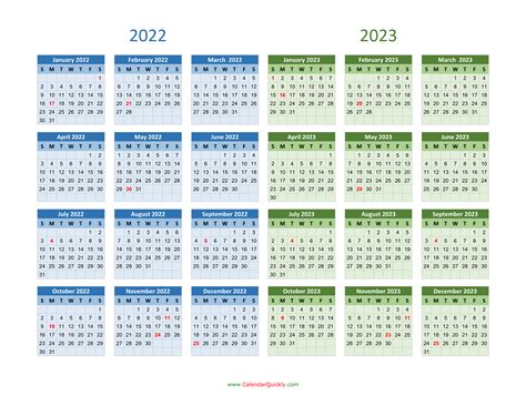 2022 And 2023 Calendar Calendar Quickly