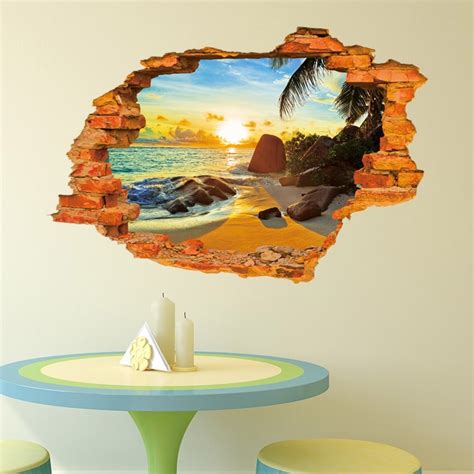 Creative 3d Sandy Beach Wall Stickers For Kids Rooms 2016 Decorative