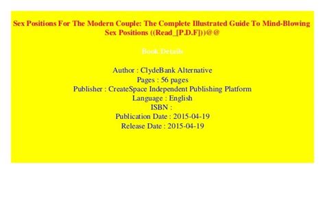 Sex Positions For The Modern Couple The Complete Illustrated Guide To