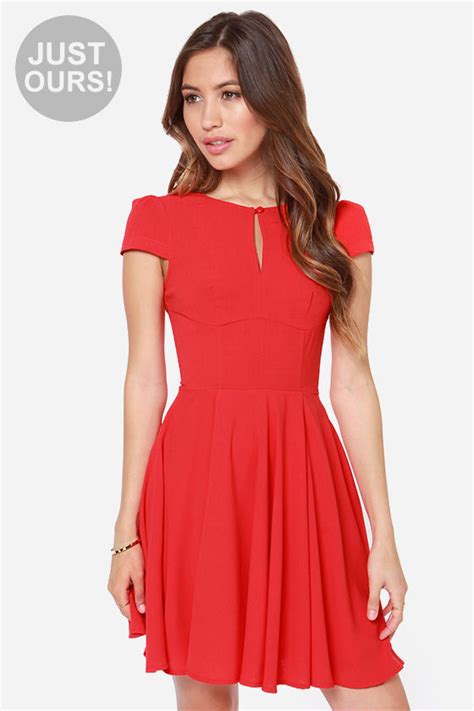 Cute Red Dress Skater Dress 47 Lulus