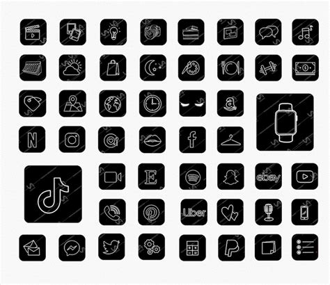 Black Ios 14 Aesthetic Ios14 App Icons Dark Theme App Etsy