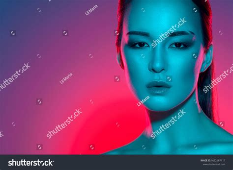 High Fashion Model Womans Face Colorful Stock Photo 1652167117