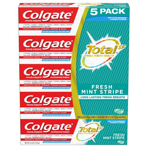 Colgate Total Fresh Mint Stripe Gel Toothpaste 60 Oz 5 Pk