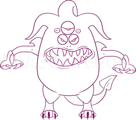 How To Draw A Cartoon Monster Step By Step Drawing Guide By Dawn
