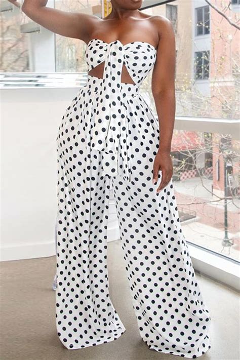 Polka Dots Pants Print Casual Wide Legs Women S Two Piece Sets In 2020