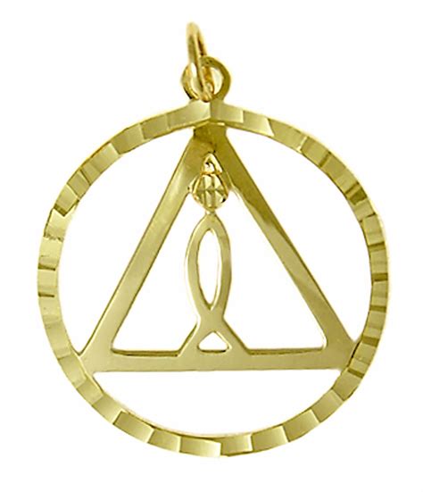 14k Gold Pendant Aa Recovery And Ixoye Symbol Inside Triangle