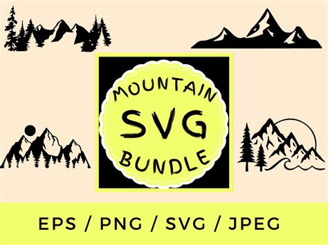 Forest Svg Cricuttrees Svg Mountains Svg Bundle Mountain Svg Clipart