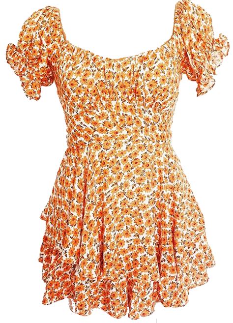 Floral Dress Png Dress Png Dresses Orange Sundress