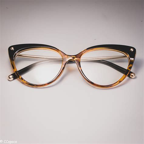 45651 Cat Eye Glasses Frames Plastic Titanium Women Trending Rivet