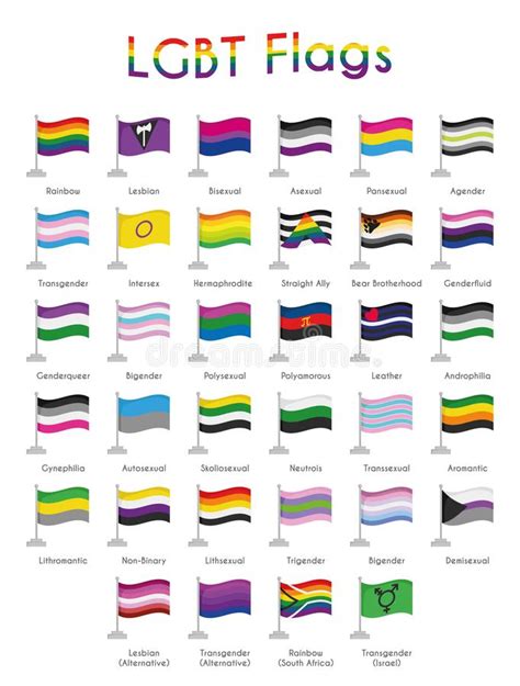 Reeks Van 34 LGBT Seksuele En Gendertendensen Pride Vlaggen Vector