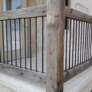 Rebar, or steel reinforcement bar, is normally put inside forms to add tensile strength to poured concrete. Rebar Railing | Houzz