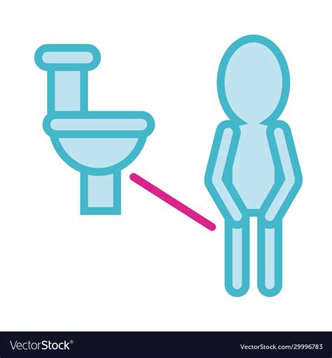 Human Urinating Outside Toilet Line And Fill Vector Image