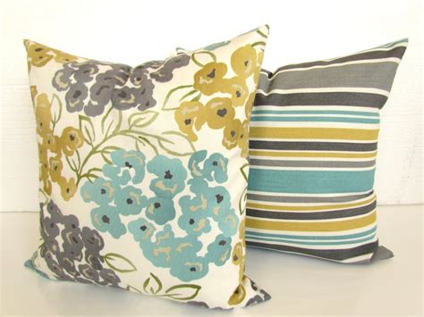 Turquoise Pillows Yellow Pillow Covers Teal Throw Pillows Gray Etsy