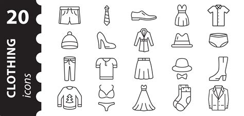 Clothing Icons In Vector Symbol In Simple Linear Style 8468359 Vector