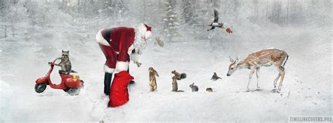 Christmas Magic With Santa And Cute Animals Facebook Cover