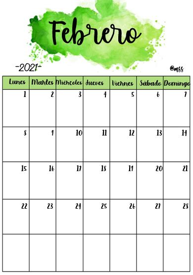 Febrero 2021 Calendario Para Imprimir Gratis Calendario Mensual Para