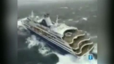 Watch Horrifying Moment Cruise Ship Battered By Waves Turns On Its Side In The Sea Cruise