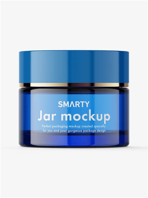 Cosmetic Glass Jar Mockup Blue Smarty Mockups