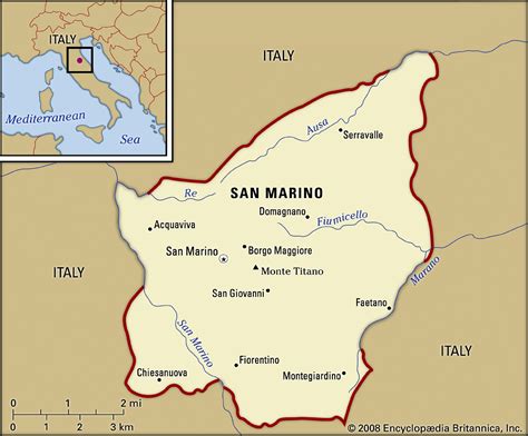 Republic Of San Marino Italy Map Dniren Hildagard