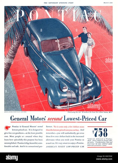 1939 Us Magazine Pontiac Cars Advert Stock Photo Alamy