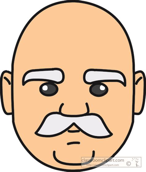 Faces Face Of Bald Headed Man With Mustache Classroom Clipart