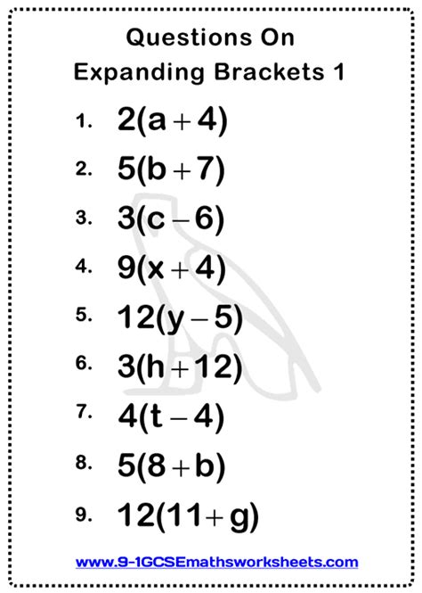 Expanding Single Brackets Worksheet Practice Questions Cazoomy