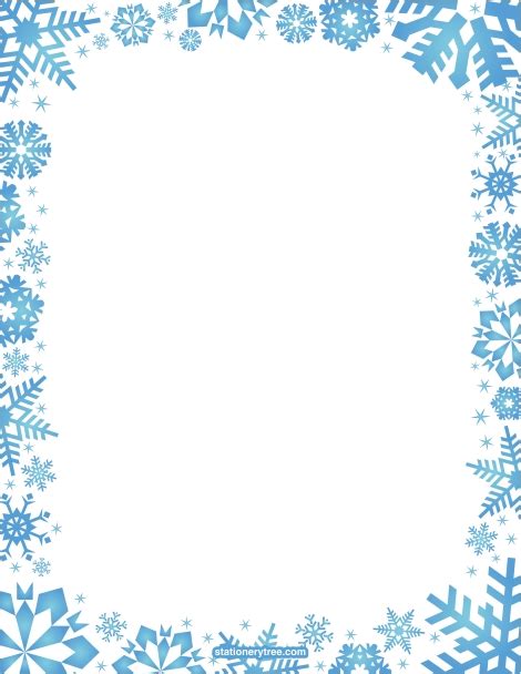 Free Snowflake Stationery And Writing Paper Clip Art Borders Free