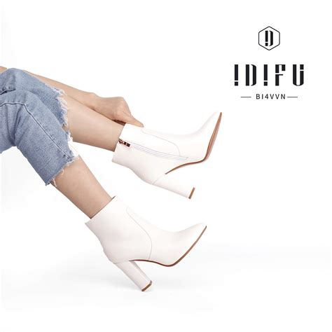 Idifu Womens Fashion Ankle Boots Comfy Pointed Toe High Heels Side