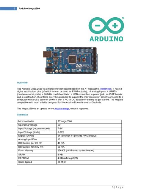 Datasheet Arduino Mega2560 Pdf Arduino Microcontroller