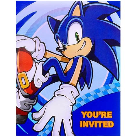 Sonic The Hedgehog Birthday Party Supplies 8 Pack Invitations