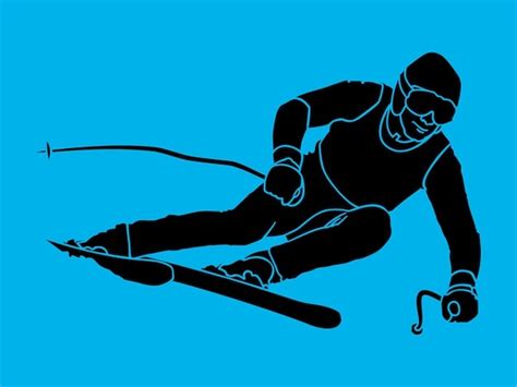 Silhouette Eines Mannes Skifahren Download Der Kostenlosen Vektor