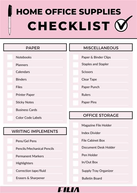 Office Supply Checklist Printable Printable Templates